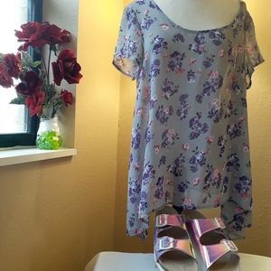 Torrid Sheer Floral Shark Hem Top